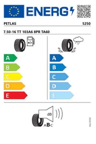 Petlas 7.50-16 TT 103A6 8PR TA60 Traktör Ön Lastiği (Üretim Tarihi:2025)