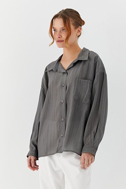 Shopping Shop Πουκάμισο Oversize με τσέπες ANTHRACITE