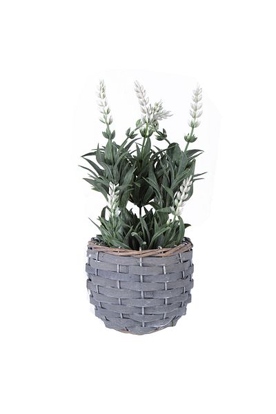 Bizzotto Lavanda Artificiala Alba In Ghiveci Din Bambus Ã˜ 12 Cm X 23 H