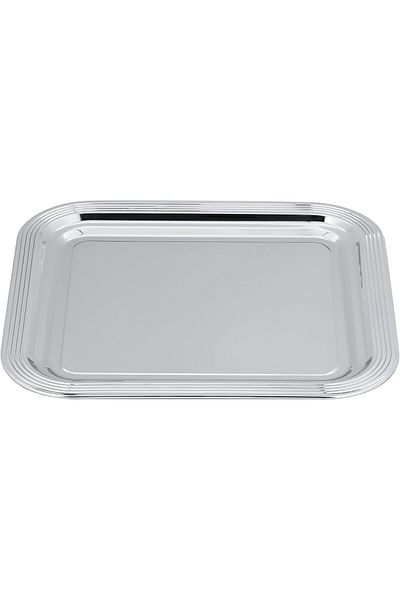 ALSAIF Square Serving Tray With Side Handles, Suitable For Kitchens And Living Rooms, Chrome