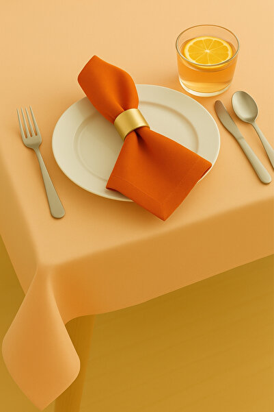 Luvora Home Luna Serisi Kadife Dokulu 2'li Misafir Peçetesi - Turuncu