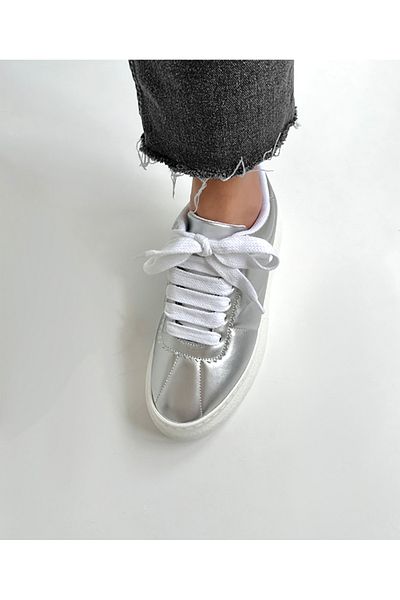 Friend & Trend Silver Women's High Sole Lace-Up Casual Sneaker Shoes Ft399