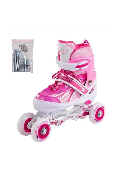 berattoys Illuminated Children's Skates and Helmet Knee Pad Set Silicone Wheel Metal Body Adjustable Number 34/37