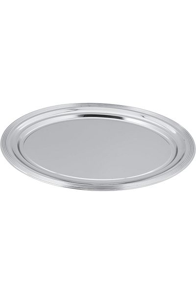 ALSAIF Oval Serving Tray With Side Handles, Chrome