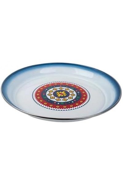 ALSAIF Round Soup Plate Design Zeina By Al Safe, Diameter 8 Cm, Blue/white, Stainless Steel