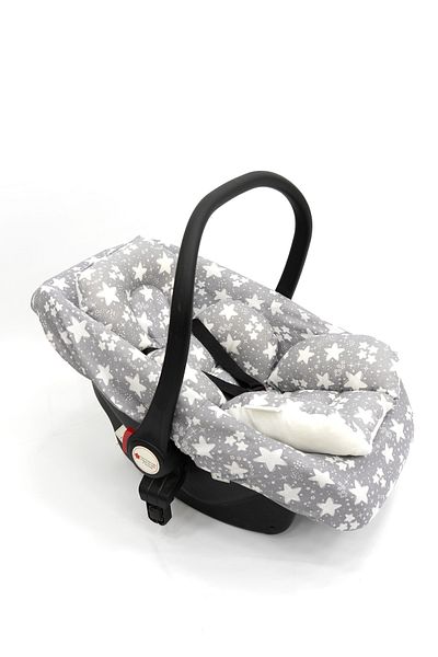 mordesign Orthopedic Stroller Cushion with Lumbar Support, Double Sided Big Stars, Gray Color