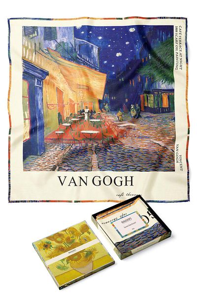 Buka Shops Βίνσεντ Βαν Γκογκ "Night Cafe" (Cafe Terrace at Night) 1888 Premium Satin Scarf Bandana