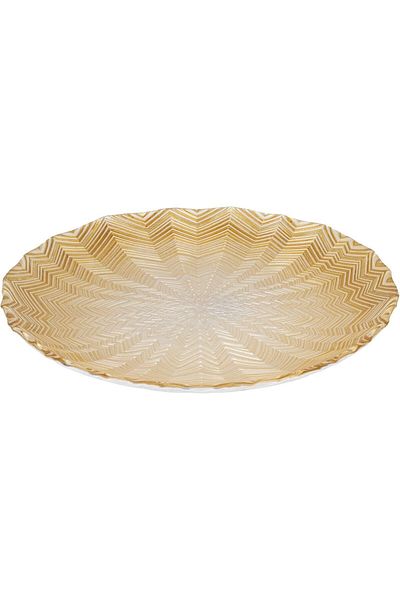 ALSAIF Flat Serving Plate, Size M, Gold, Acrylic, by Al Saif