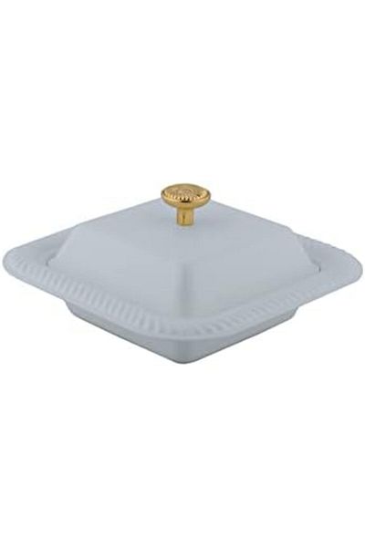 ALSAIF Date Serving Bowl By , Size: 15.6 15.6 Cm, Color: Ivory White/gold, Material: Iron