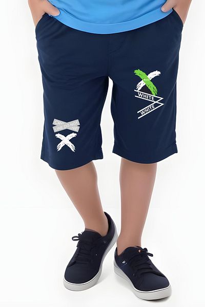 FYK KİDS Boy's Black Capri - Σορτς με στάμπα και Σετ βερμούδας