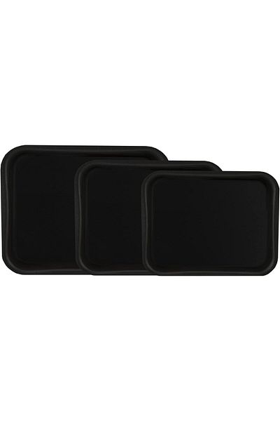 ALSAIF Vetro 3-pieces Rectangle Pan Non Stick (COATING INTERIOR) Size: 29x22,37x27,41x29cm Black