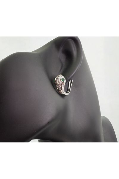 Bumu Design Zircon Stone Snake Head Steel Earrings