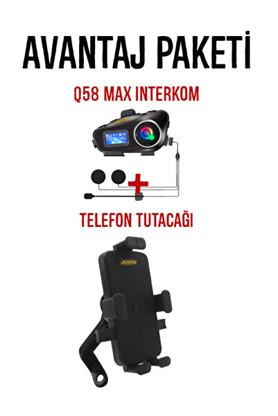 leeways Q58 Max Kask Kulaklık interkom + Motosiklet Telefon Tutacağı