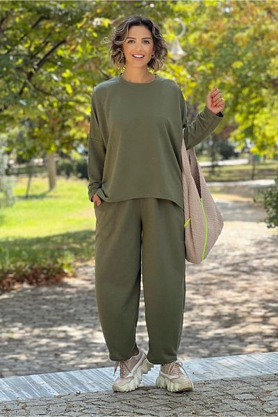 Nevin Kaya Moda Khaki Lucky Trousers Blouse Set