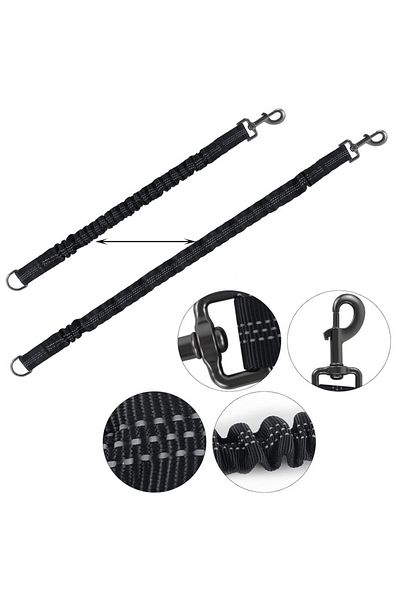 zola Amortizor pentru lesa de dresaj,cu carabina si inel din metal, lungime 95 cm, negru