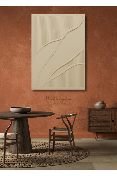 MAİNTHEAHOME Dokulu Alçı Tablo - Akışın İzleri | El Yapımı 3D Dekoratif Duvar...