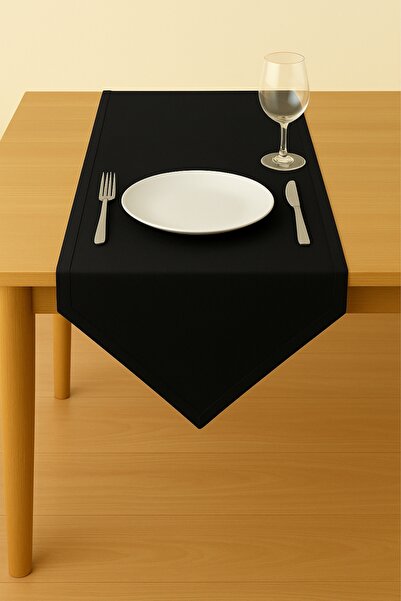 Luvora Home Σειρά Luna Velvet Textured Triangle Runner - Μαύρο