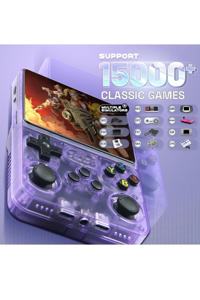 MACON جهاز ألعاب محمول R36s ريترو، سعة 64 جيجابايت، 15000 لعبة، شاشة IPS 3.5 بوصة، نظام لينكس