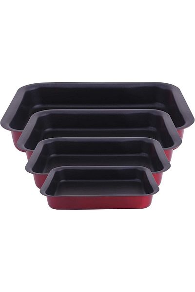 ALSAIF Al Saif Rectangular Baking Tray Set; Non-stick Vetro Classic Trays, 4 Pieces, 29, 37, 41, 45 Cm, (bu