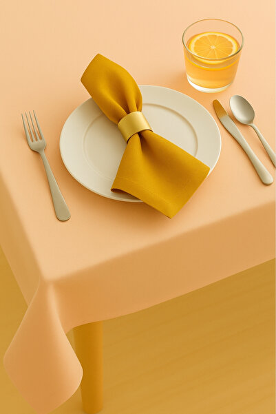 Luvora Home Luna Serisi Kadife Dokulu 2'li Misafir Peçetesi - Koyu Sarı