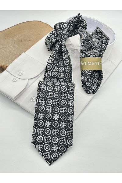 Gutiero Класическа черна шарена вратовръзка Hanky