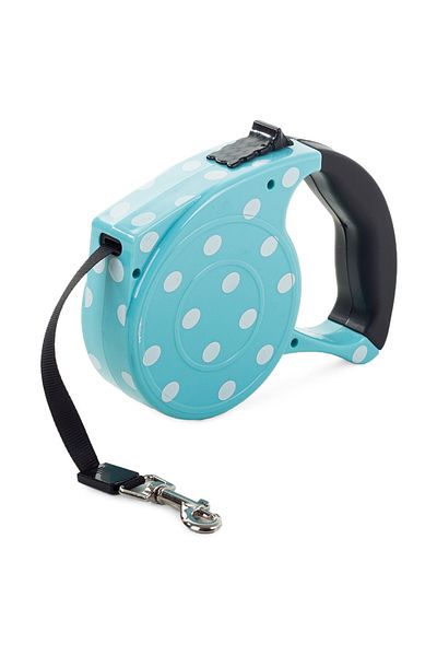 zola Lesa mecanica pentru caini,5 m, greutate maxima suportata 15 kg, albastra cu buline albe