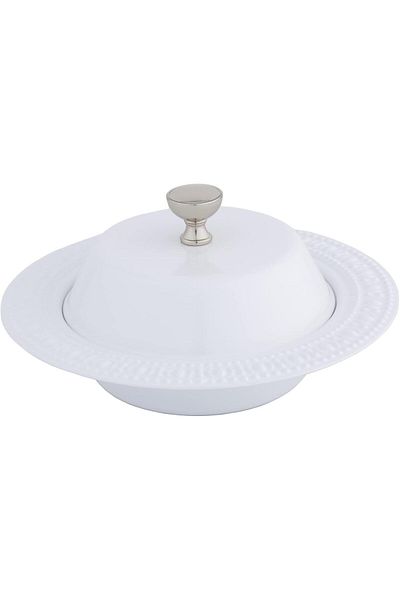 ALSAIF Iron Plate for Dates Serving by ALSAIF, Size: 18.6 cm, Color: Ivory/Chrome