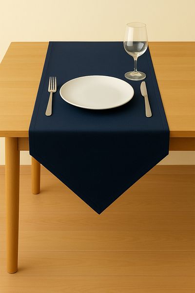 Luvora Home Luna Series Velvet Textured Triangle Runner - Navy Blue