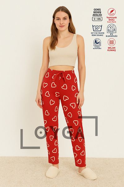 Oyga Women's Red Heart Pajamas Seasonal Milan Soft Textured Pajamas