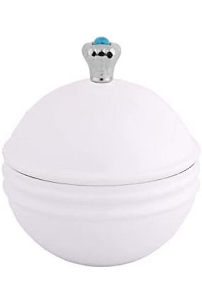 ALSAIF Serving Bowl For Dates By , Size: 13.5 Cm 12.3 Cm, Color: Ivory White/chrome