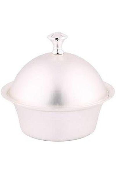 ALSAIF Round Metal Date Bowl by ALSAIF, Small Size, Matte Silver