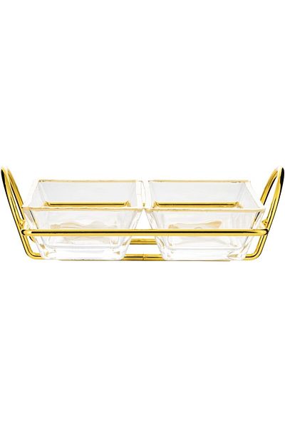 ALSAIF Glass Serving Dishes With Handle, Set Of 2, K623053/3, Multi-color, By Al Saif