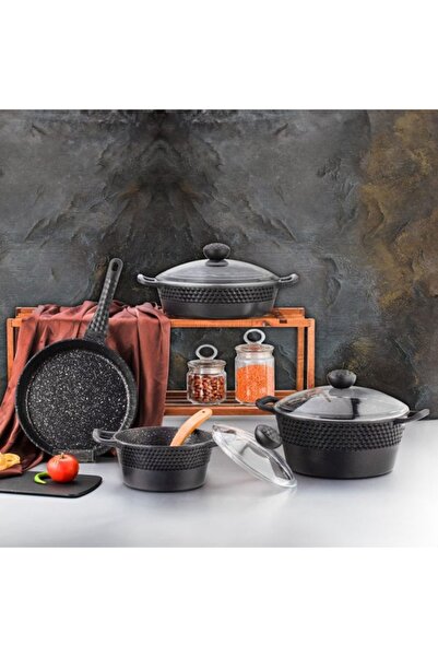 ÖZLİFE ARYA 7 Parça Tencere Seti Siyah