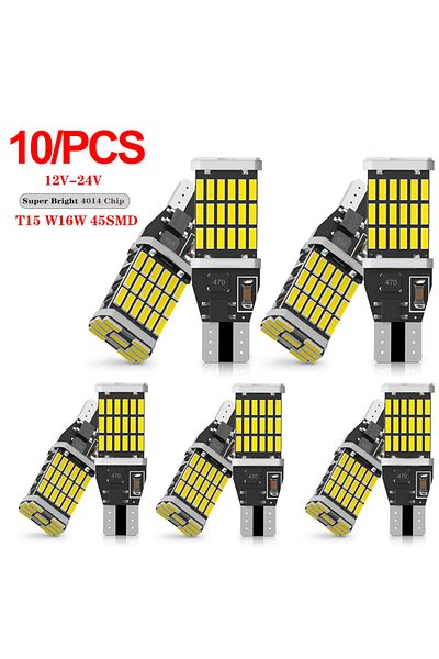 Choice 10 قطع T15 W16w 10 قطع T15 W16w 921 912 T16 T10 902 لمبات ليد عالية الطاقة 45 قطعة 4014smd فائقة السطوع 12