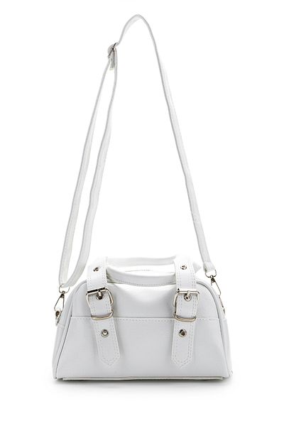 minebag Γυναικεία τσάντα χιαστί Ojos White Faux Leather με διπλή αγκράφα