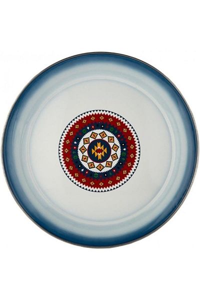 ALSAIF Round Soup Plate Design Zeina By Al Safe, Diameter 8 Cm, Blue/white, Stainless Steel