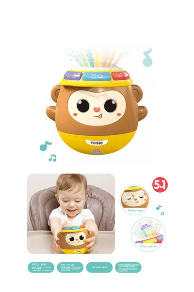 hediyecik Fonksiyonlu 5in1 Oyuncak Maymun 0-12 Ay Bebek Aktivite Oyuncağı Kahverengi