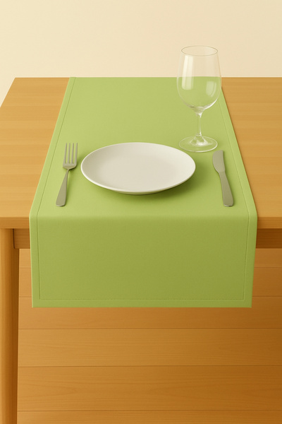 Luvora Home Luna Serisi Kadife Dokulu Dikdörtgen Runner - Yaprak Yeşili