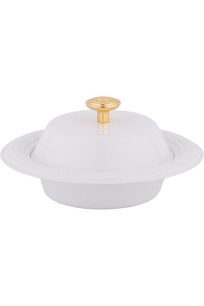 ALSAIF Iron Round Shape Date Bowl Size: Small, Color: Ivory White