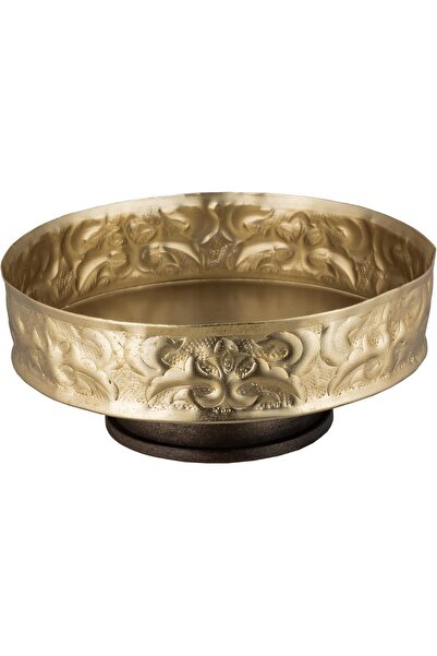 ALSAIF Wooden Base Serving Bowl, It Can Be Used To Serve Salad, Pasta, Or Fruit,size: 20x20x15,color: Gold