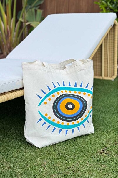 Nevin Kaya Moda Evil Eye Patterned Cloth Bag