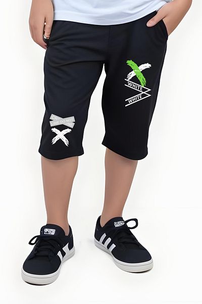 FYK KİDS Capri neagră pentru băiat - Set pantaloni scurți și bermude imprimate