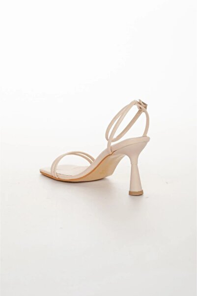 ONFA MODA Kadın Bej Yazlık Topuklu Ayakkabı 8 Cm Topuk