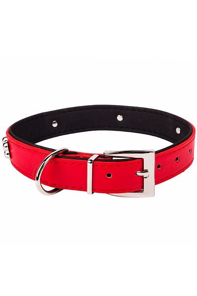 zola Zgarda pentru catei, ajustabila,rosie - detalii in forma de os, 50X2.5 cm