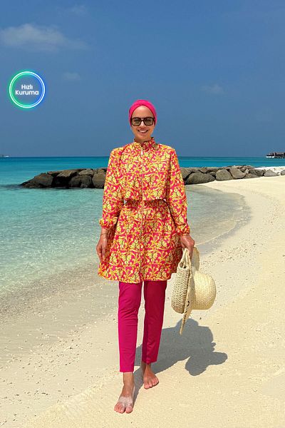 Ka Hijab Ivy Ολόσωμο Μαγιό 2 τεμαχίων Hijab - Φούξια