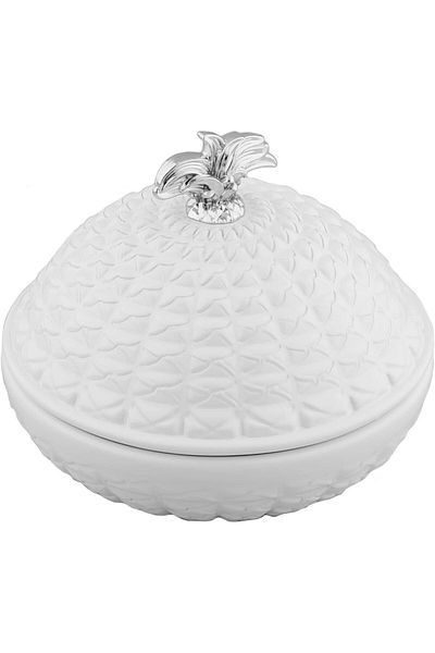 ALSAIF Dates Bowl With Lid By , Size: 11 Cm, Color: White/nickel, Iron