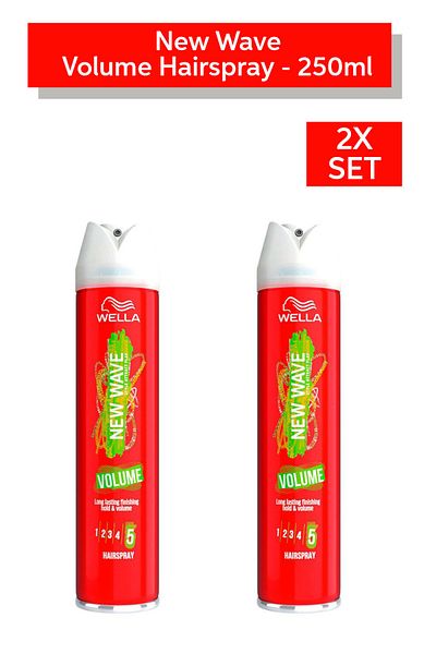 Wella سبراي تثبيت الشعر نيو ويف فوليوم - خفيف الوزن، ثبات يدوم طويلاً، حماية من الأشعة فوق البنفسجية - 250 مل × 2