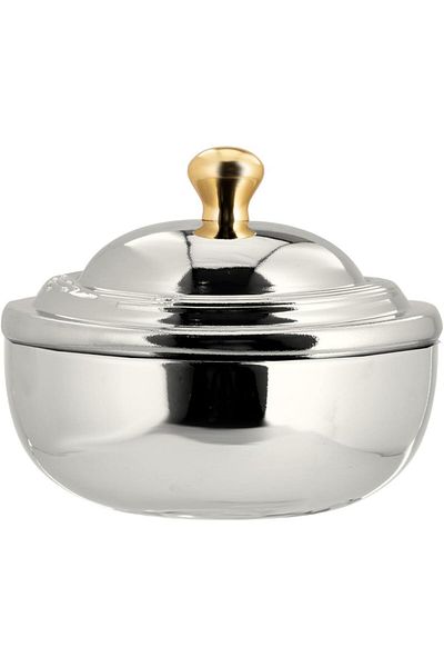 ALSAIF Dates Bowl With Lid, Keeps The Food Inside Fresh And Clean, Medium, Nickel/gold.