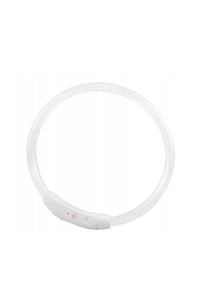 zola Κολάρο σκύλου/γάτας LED, USB, 3 λειτουργίες φωτισμού, καουτσούκ, ανθεκτικό στο νερό, 47 cm, ρυθμιζόμενο, λευκό