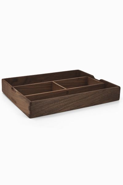 Woodsaka Yoi Adjustable Desktop Organizer & Accessory Box - Walnut - 20.2cm X 14.2cm X 4cm